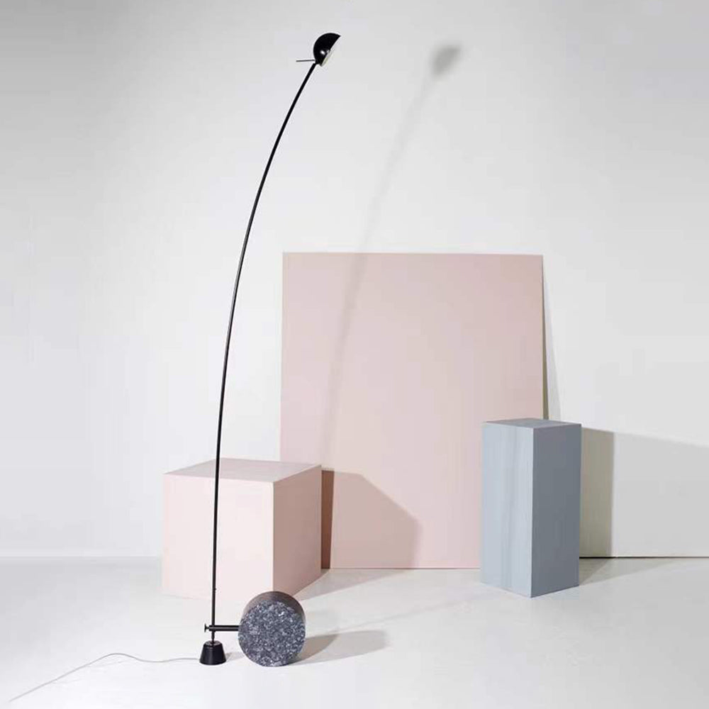 Salgado Nordic Grey Arc LED Floor Lamp, Marble & Metal - Neutralighting