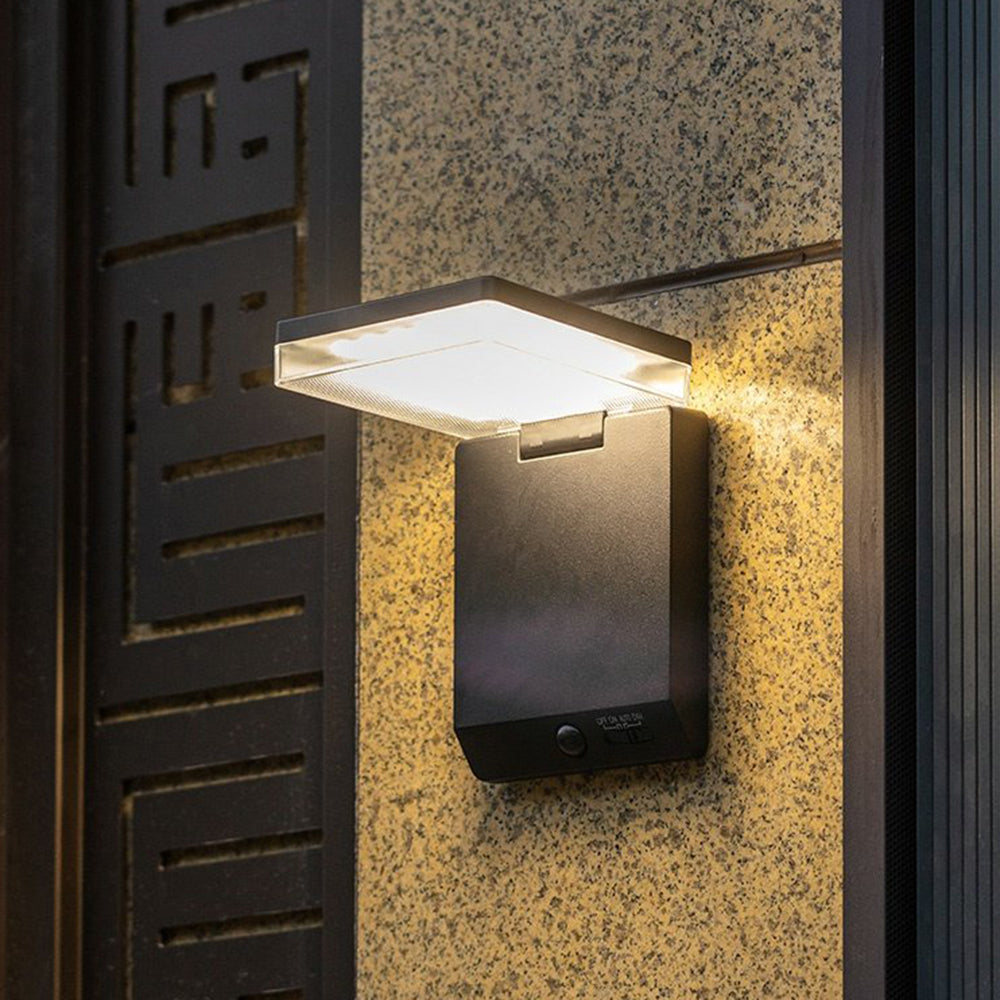 Ray Modern Minimalist Right-Angle Acrylic Sensor Solar Waterproof Outdoor Wall Lamp, Black - Neutralighting