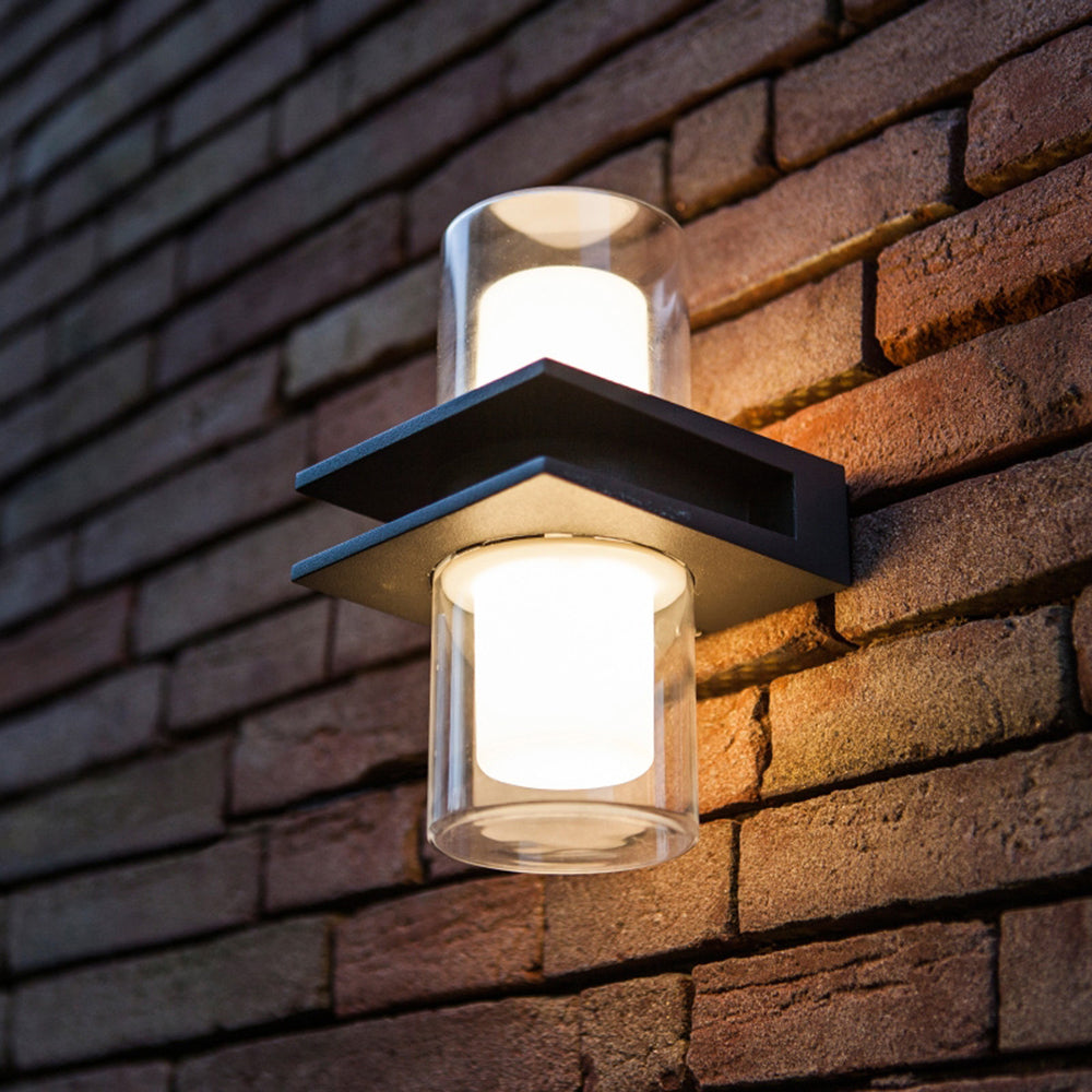 Ray Modern Cylindrical Metal Outdoor Wall Lamp With 2 Heads, Black - Neutralighting