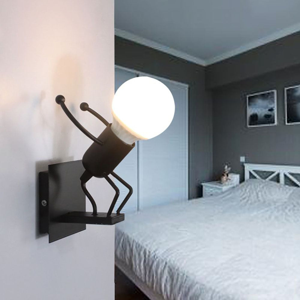 Arisha Modern Decorative Man Metal Wall Lamp, White/Black - Neutralighting