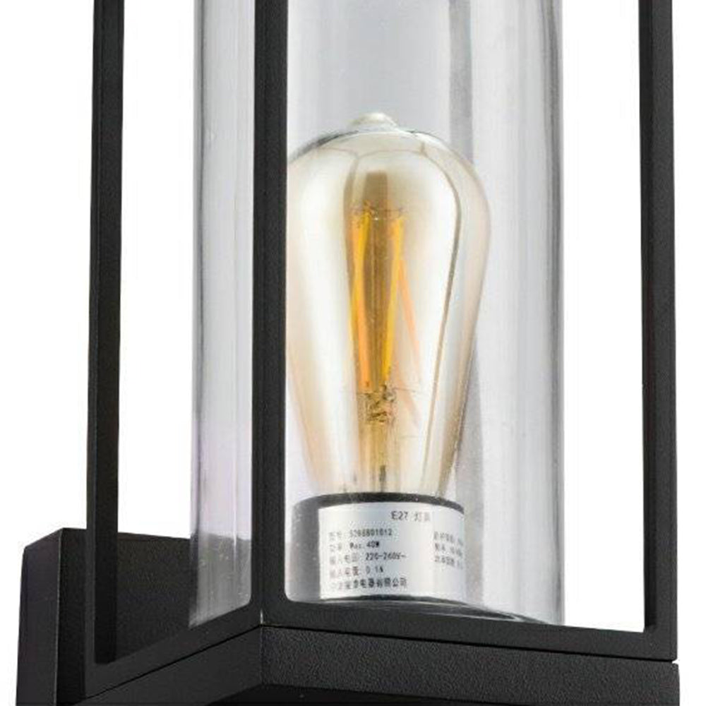 Ray Modern Rectangular Metal Outdoor Wall Lamp, Black - Neutralighting