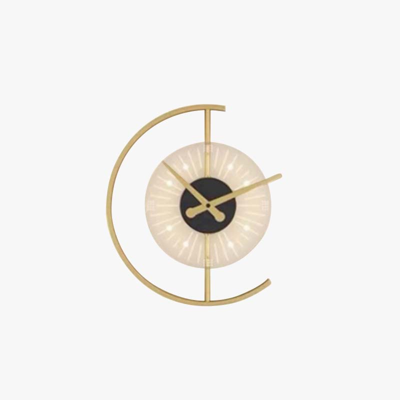 Arisha Modern Clock Metal/Acrylic LED Wall Lamp, Black/Gold - Neutralighting