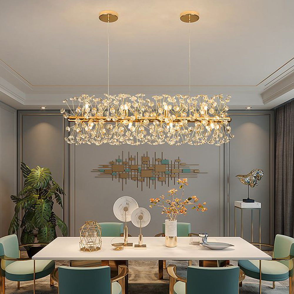 Arisha Luxury Lineal/Flower Chandelier, Gold, Metal/Crystal - Neutralighting