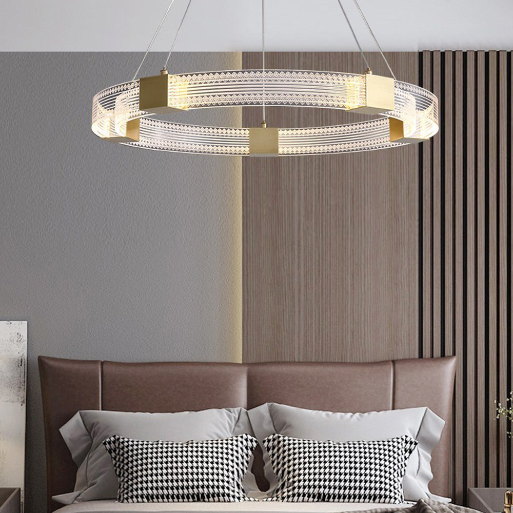 Arisha Modern Round/Oval Acrylic/Metal Pendant Light, Gold - Neutralighting