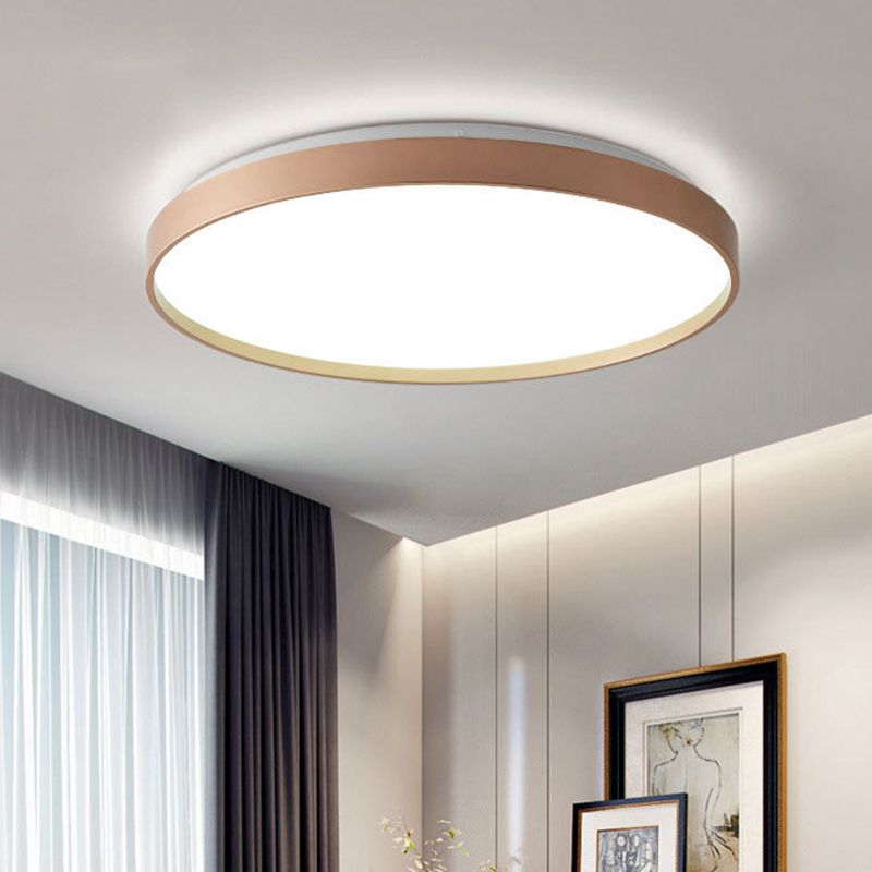 Arisha Minimalist Round Metal/Acrylic Flush Mount Ceiling Light, White/Coffee/Grey/Gold - Neutralighting