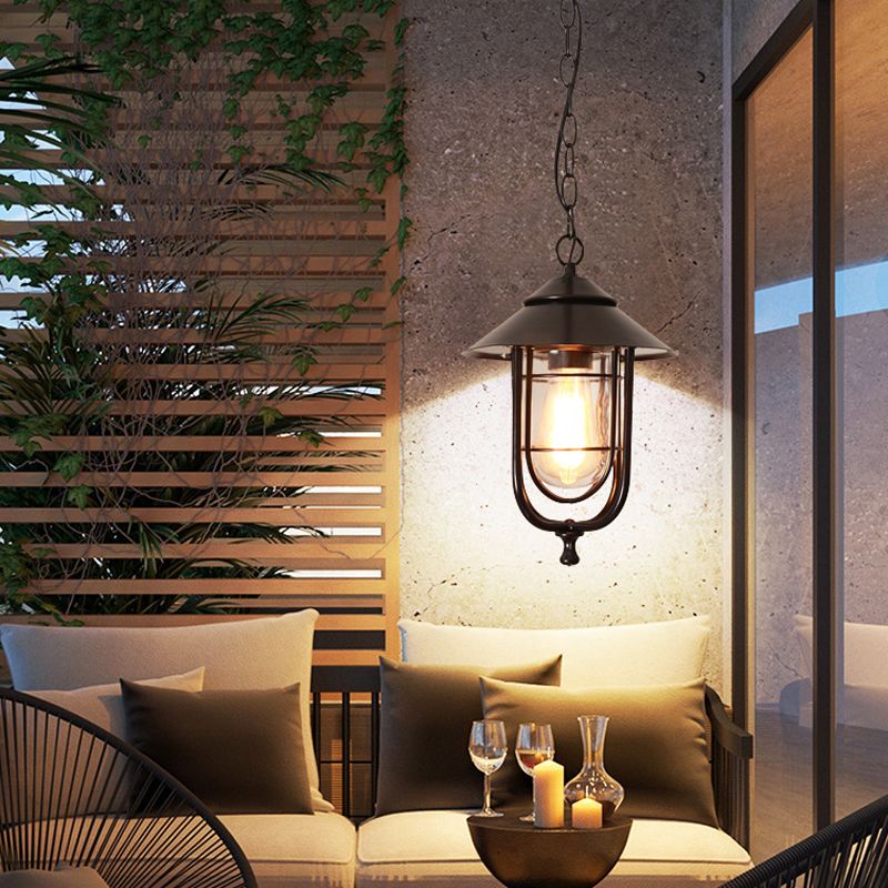 Ray Retro Lantern Metal Pendant Light, Black/Bronze - Neutralighting