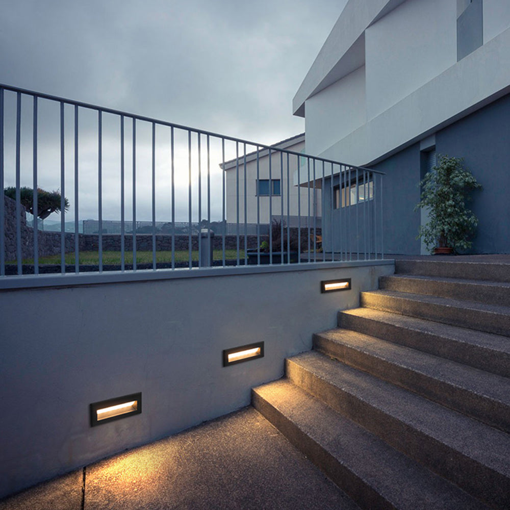 Ray Modern Metal Rectangular Outdoor Deck/Step Light, Black