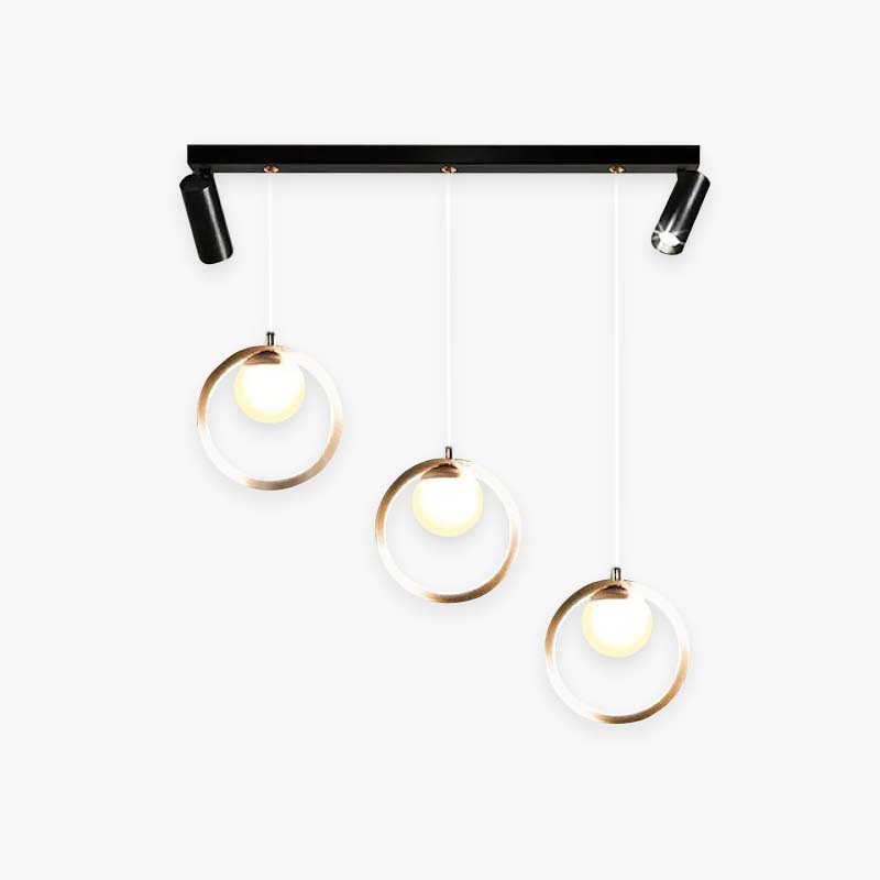 Arisha Modern Metal Multi Ring Pendant Light With Spotlight, Glass/Metal - Neutralighting