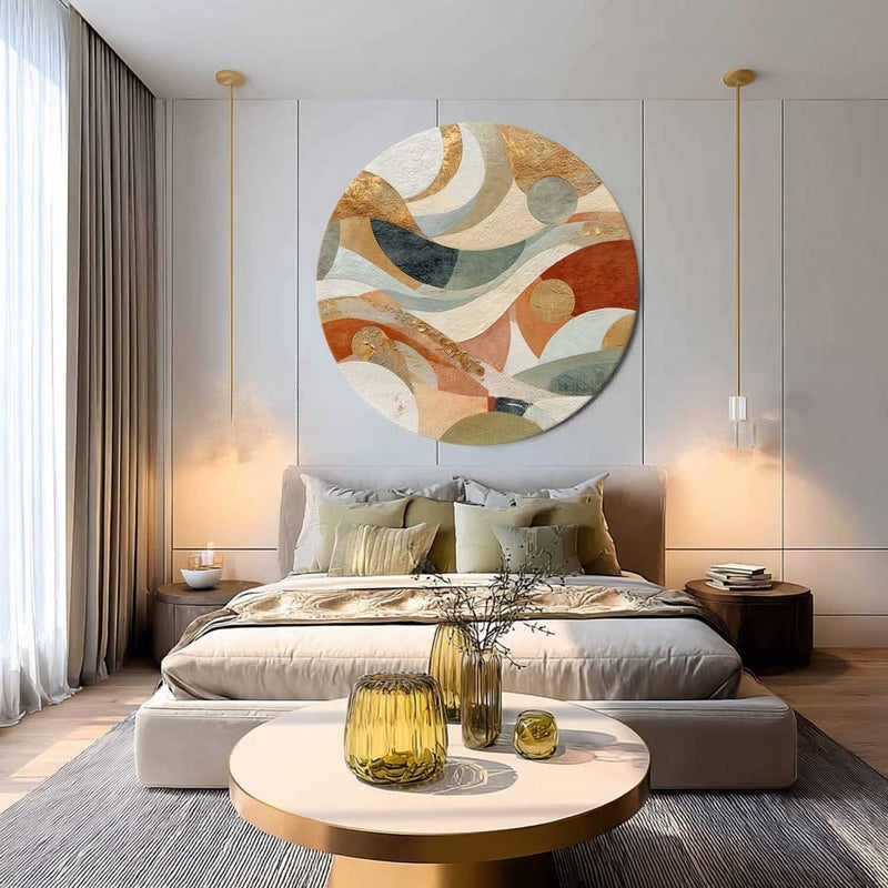 Wall Art Minimalist 3D Gold Geometric Waves