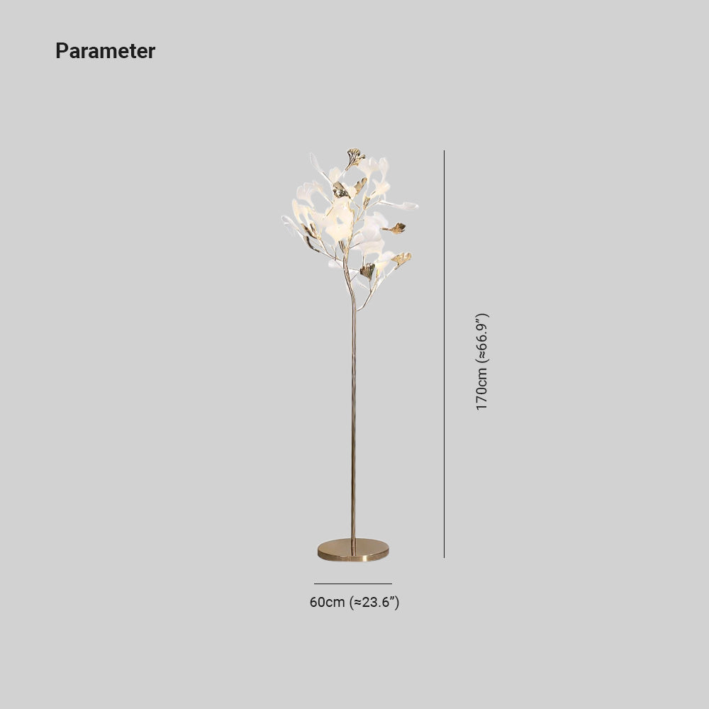 Olivia Floor Lamp Leaf Artistic, Ceramic/Metal, White/Gold, Study - Neutralighting