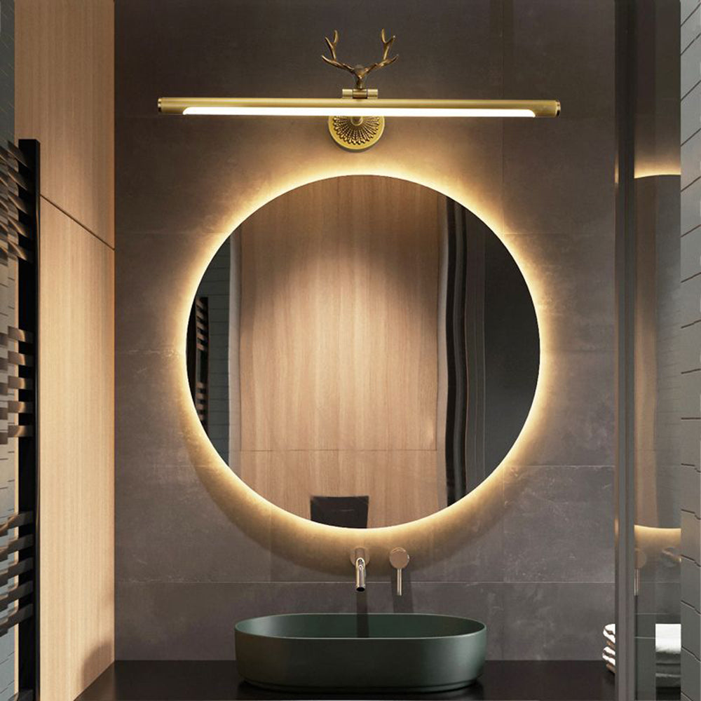 Arisha Modern Staghorn Shaped Vanity Mirror Front Wall Lamp, Black/Brass - Neutralighting