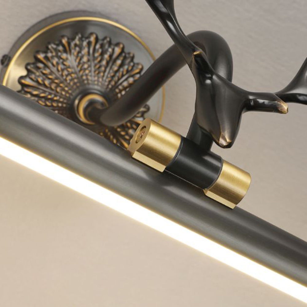 Arisha Modern Staghorn Shaped Vanity Mirror Front Wall Lamp, Black/Brass - Neutralighting