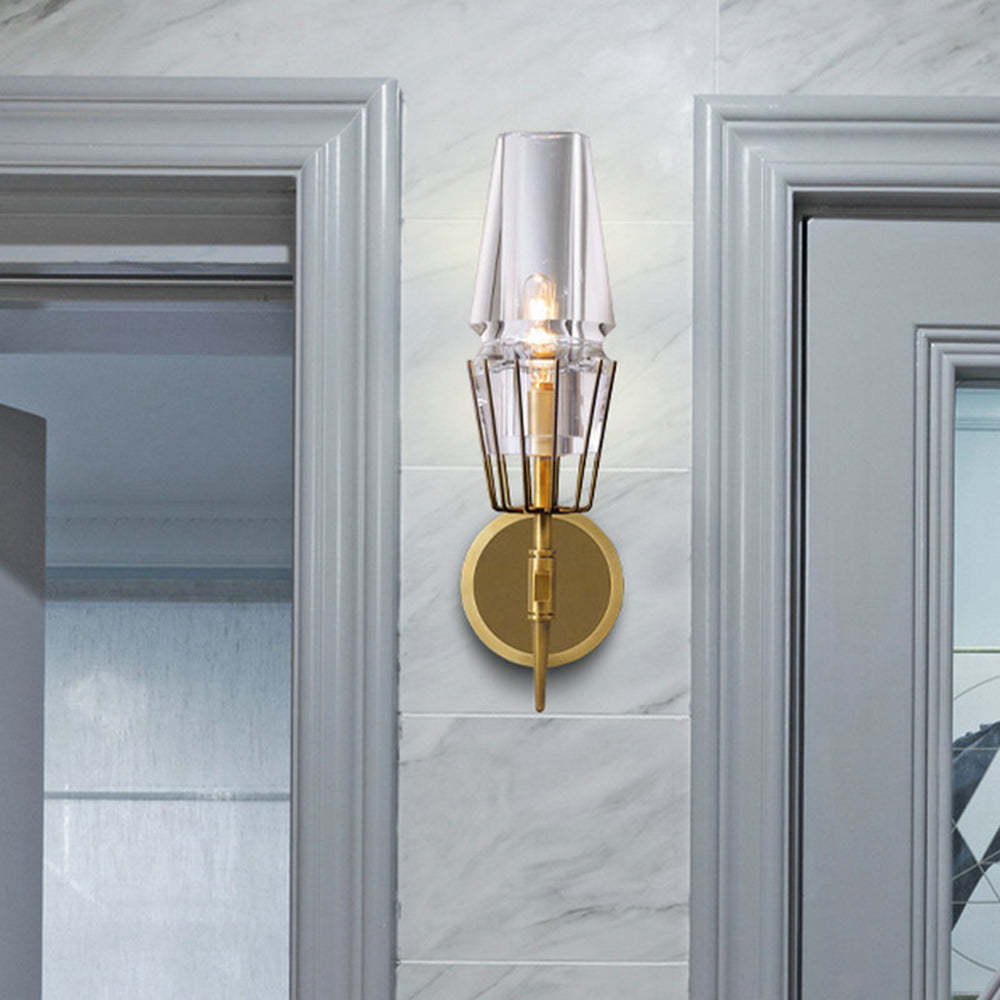 Arisha Vintage Lantern Glass Wall Lamp, Gold - Neutralighting