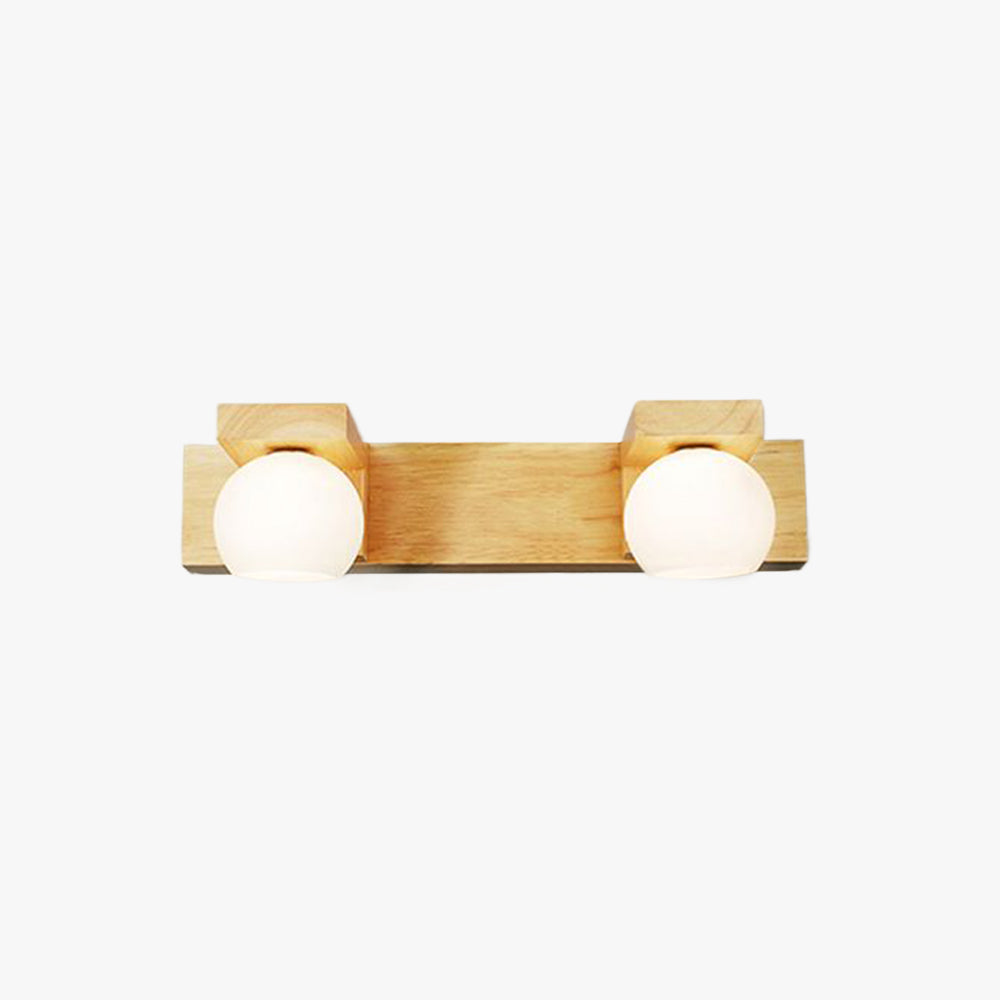 Muto Wooden Ball Mirror Front Vanity Wall Lamp, Log Color - Neutralighting
