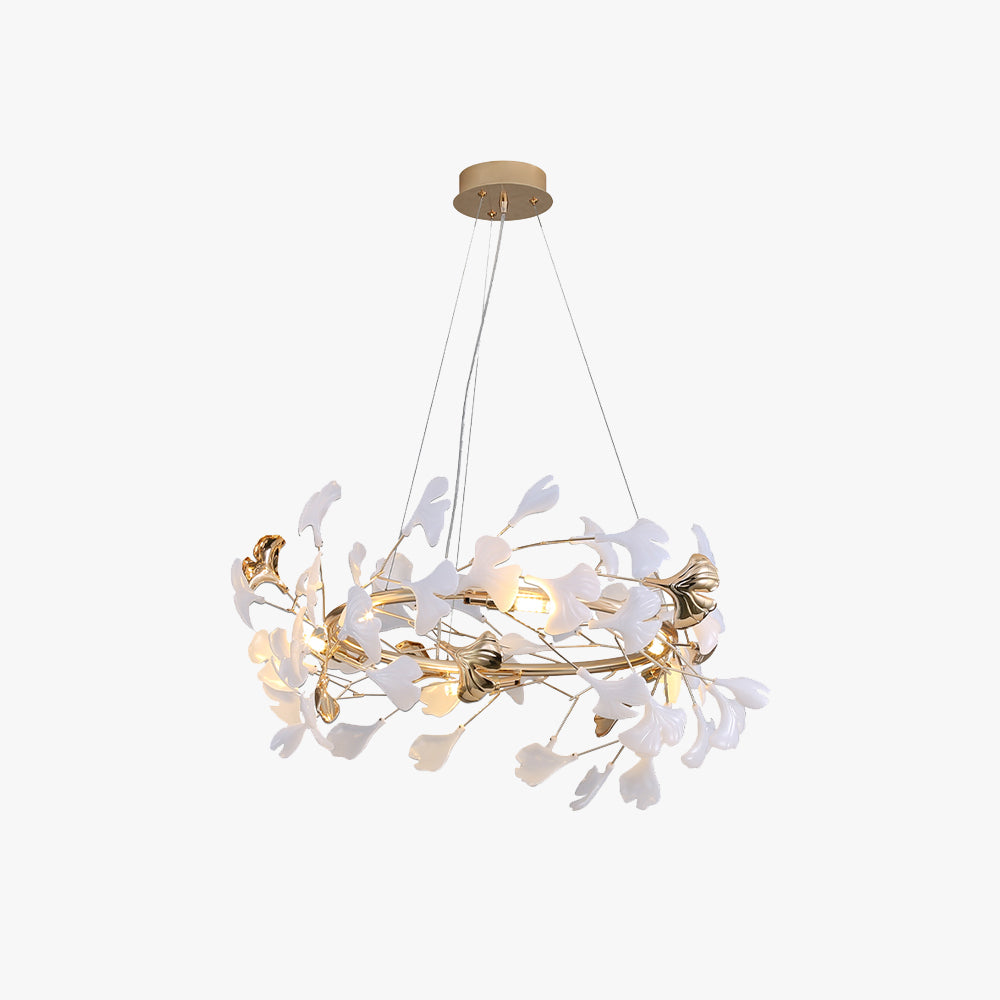 Olivia Ginkgo Leaf Modern Petal Shaped Metal Chandelier, Gold - Neutralighting