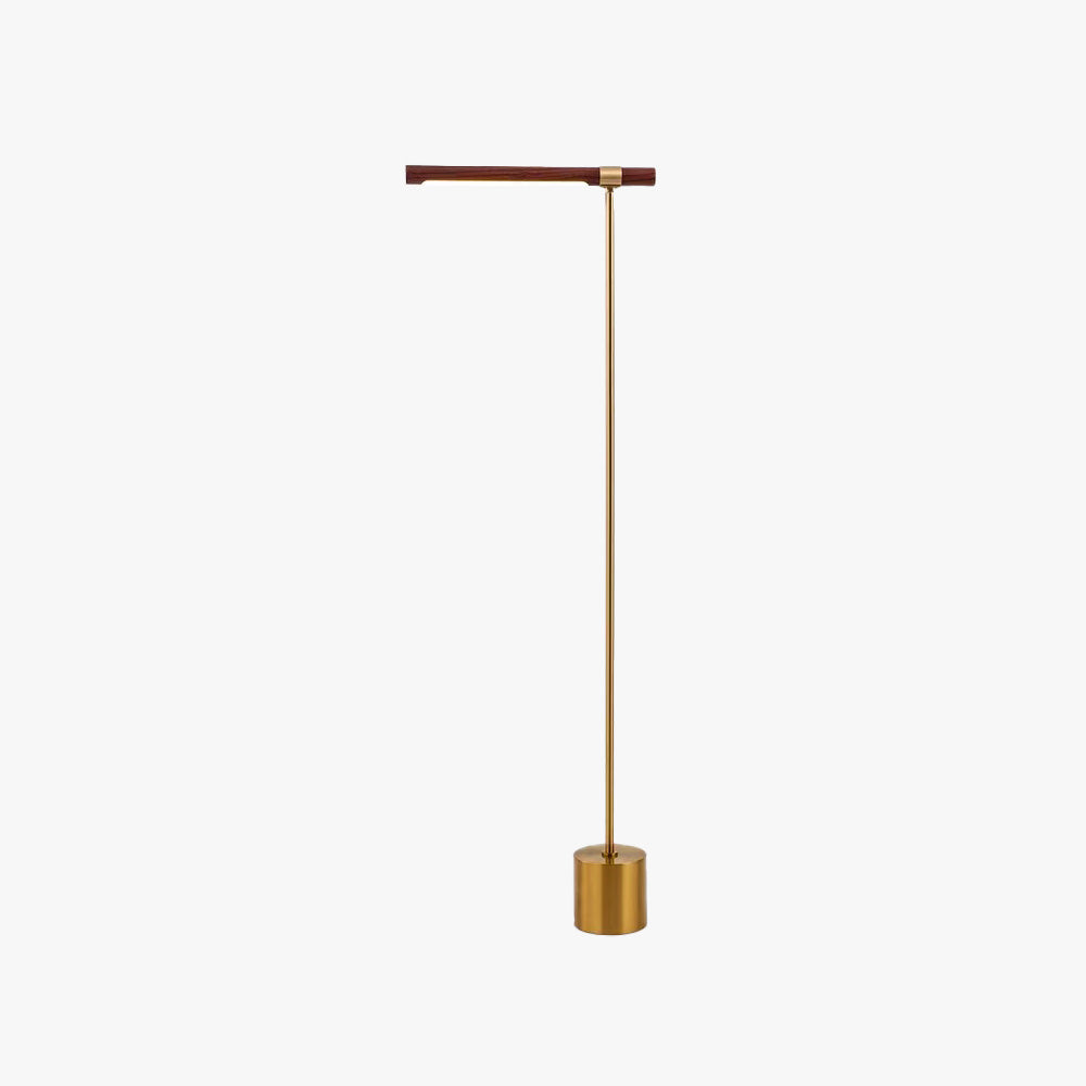 Edge Floor Lamp Linear Minimalist, Metal/Wood, Gold, Living Room - Neutralighting