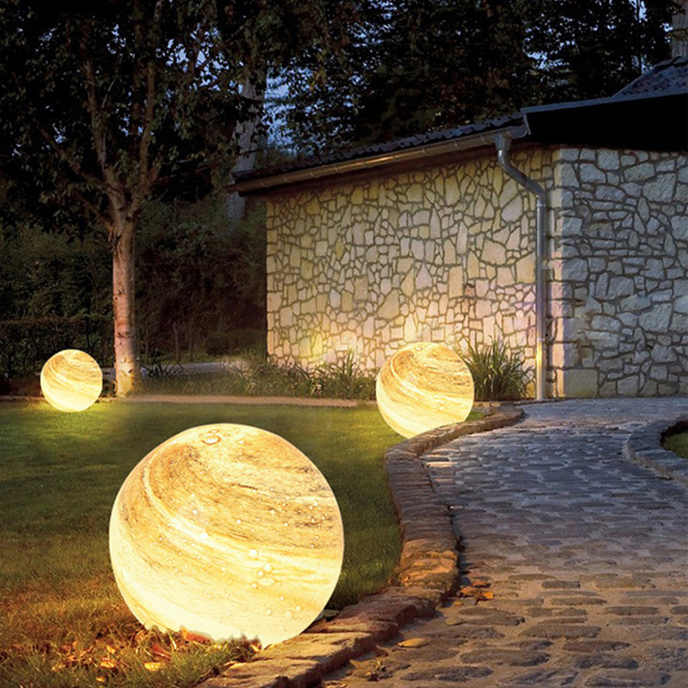 Ray Decorative Solar Acrylic Planet Outdoor Ground Light, Milk Curry/Blue - Neutralighting