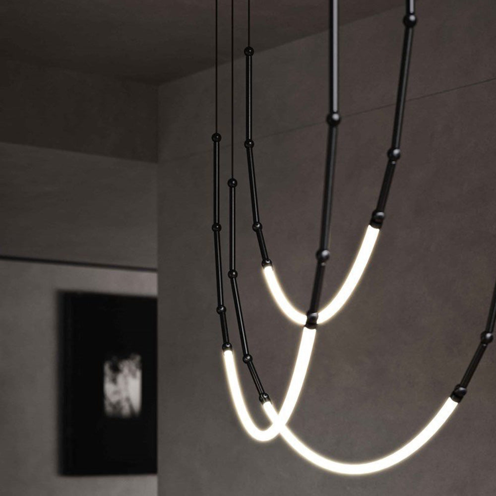 Arisha Modern Linear Metal/Silicone Pendant Light, Black - Neutralighting