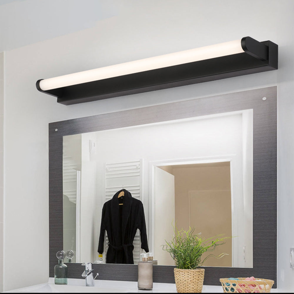 Arisha Minimalist Linear Cylindrical Metal/Acrylic Wall Lamp, Black, Bathroom - Neutralighting