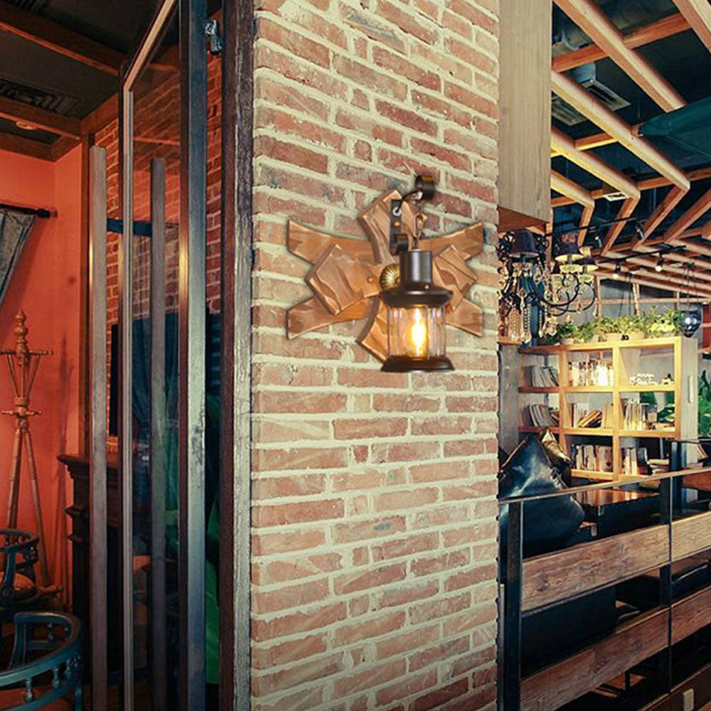 Epoch Vintage Candle & Lantern LED Wall Lamp, Wood/Metal, Gold, Bedroom - Neutralighting
