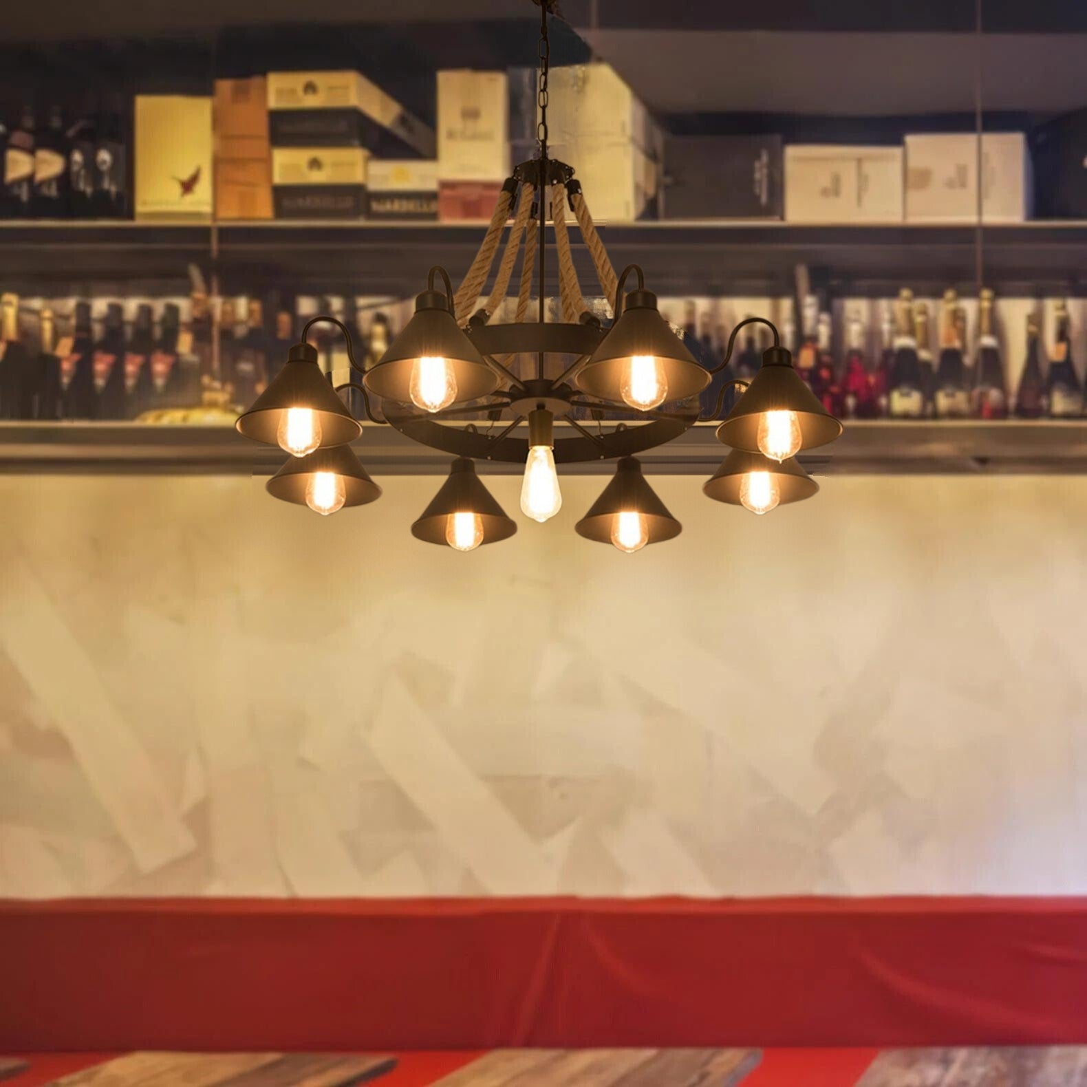 Epoch Vintage Industrial Rope Chandelier Living Room - Neutralighting