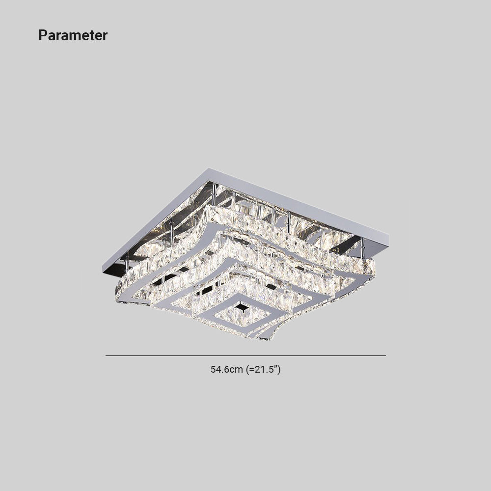 Kristy Luxury Square Metal/Glass Flush Mount Ceiling Light, Living Room - Neutralighting