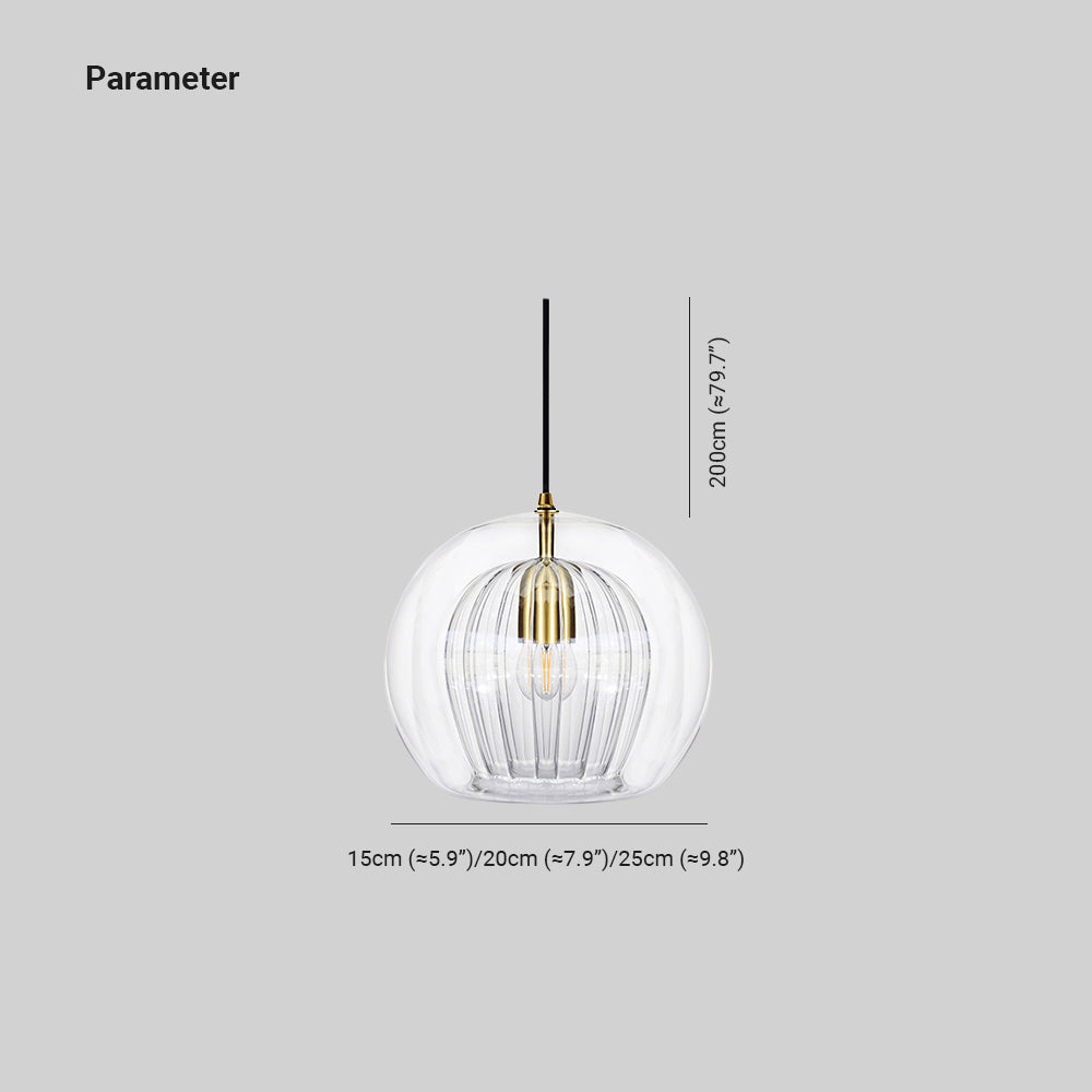 June Glass Globe Pendant Light Clear &Amber