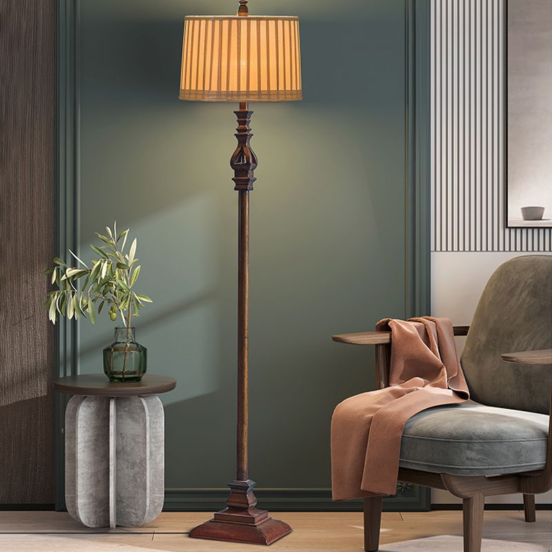 Eryn Vintage Resin/Fabric Standing Floor Lamp, Brown - Neutralighting