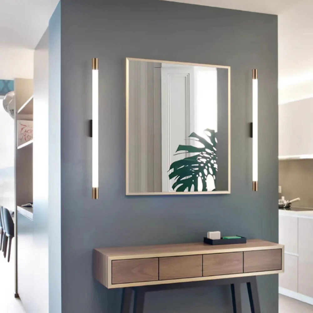 Arisha Modern Gold Mirror Front Vanity Wall Lamp, Metal/Acrylic