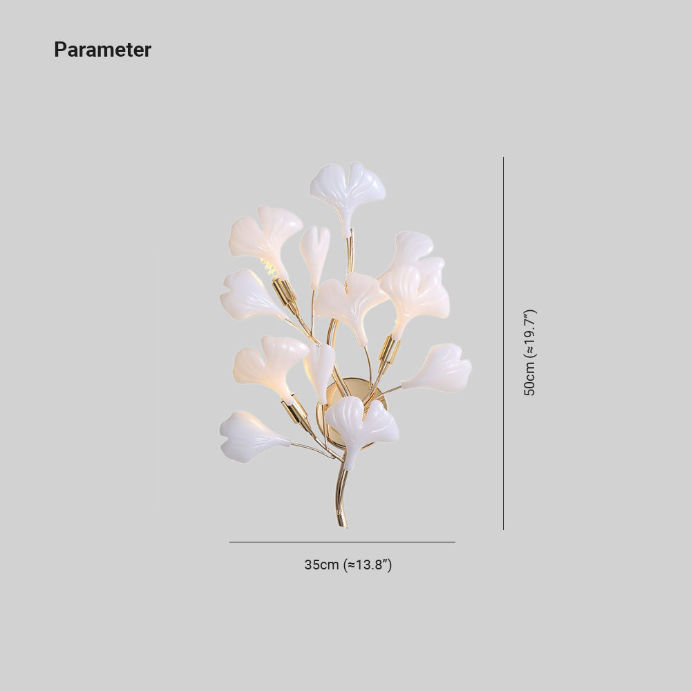 Olivia Decorative Flower in Golden White Ceramic Wall Lamp - Neutralighting