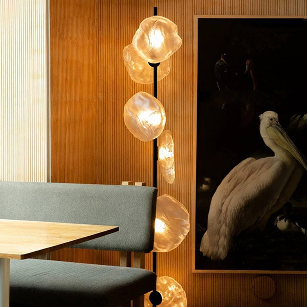 Byers Luxury Flower Metal/Glass Floor Lamp, Black/Gold/Grey - Neutralighting