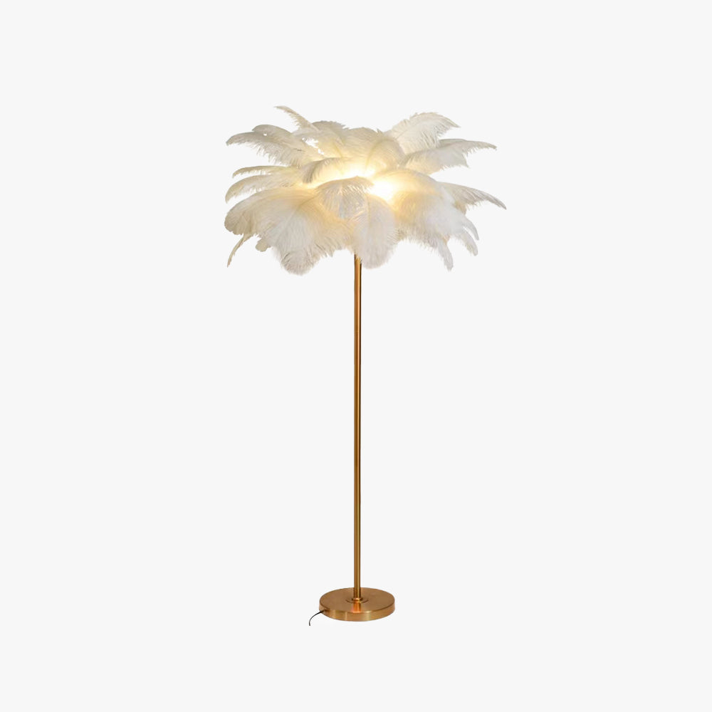 O'Moore Modern Natural Ostrich Feather Gold-plated Floor Lamp - Neutralighting