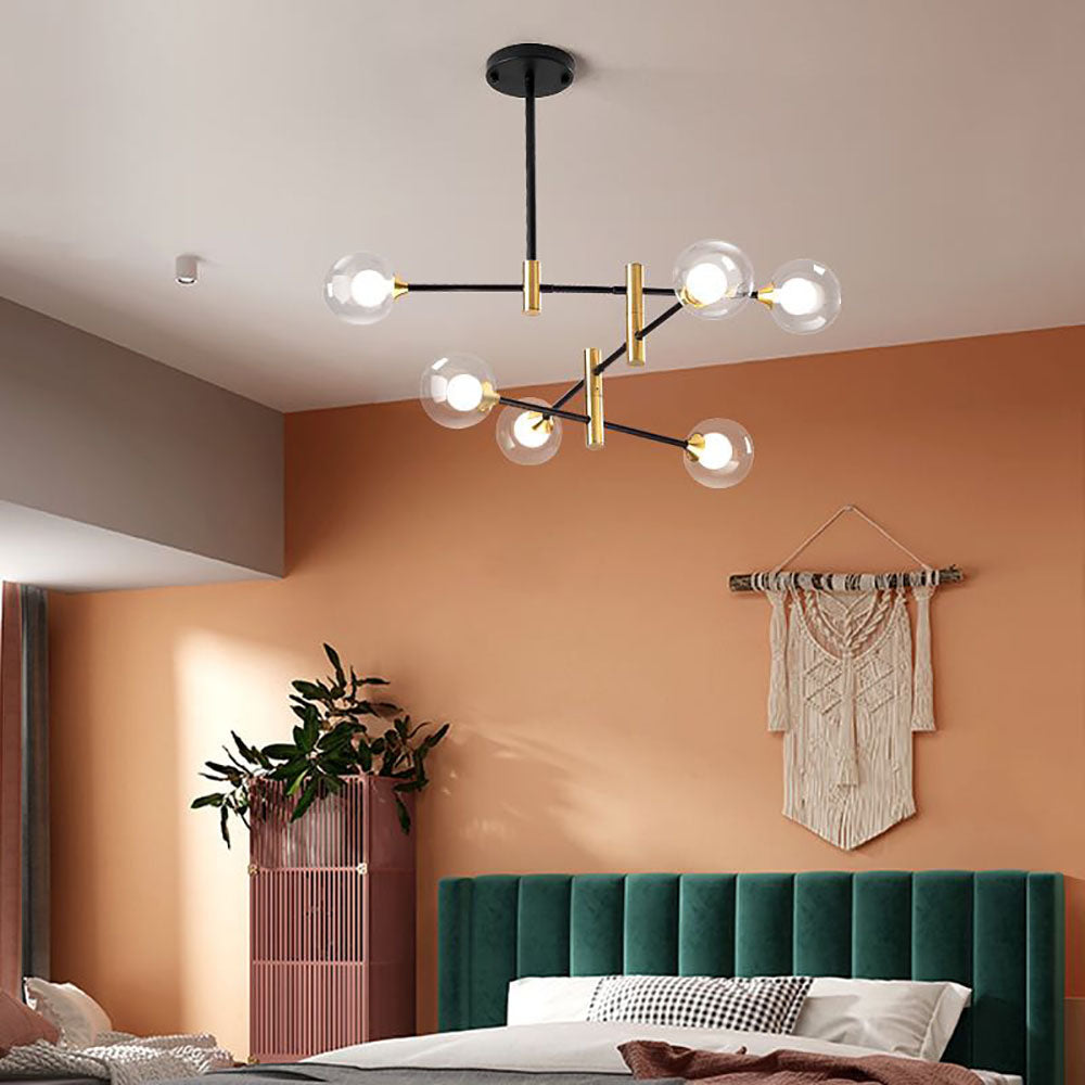 Valentina Nordic Spherical Bubble Metal/Glass Chandelier, Black/Gold - Neutralighting