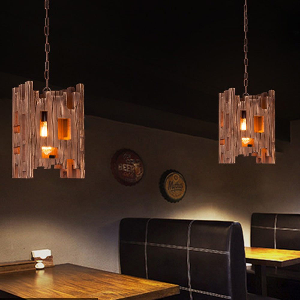 Epoch Retro Rectangular Metal & Wood Pendant Light - Neutralighting