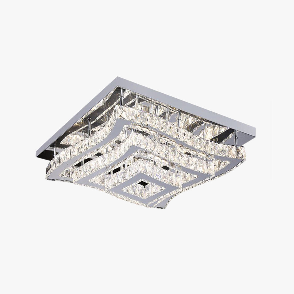 Kristy Luxury Square Metal/Glass Flush Mount Ceiling Light, Living Room - Neutralighting