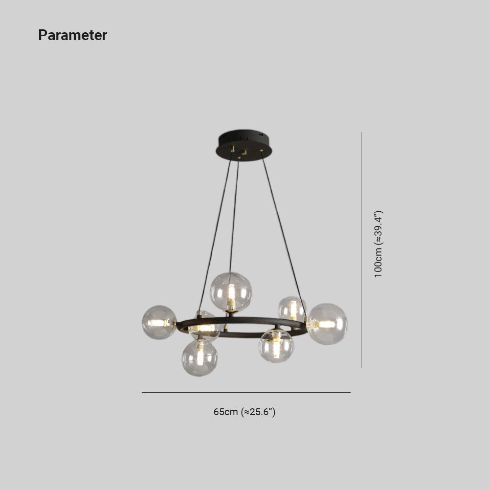 Valentina Modern Glass Globe Ring Chandelier, Gold/Black - Neutralighting