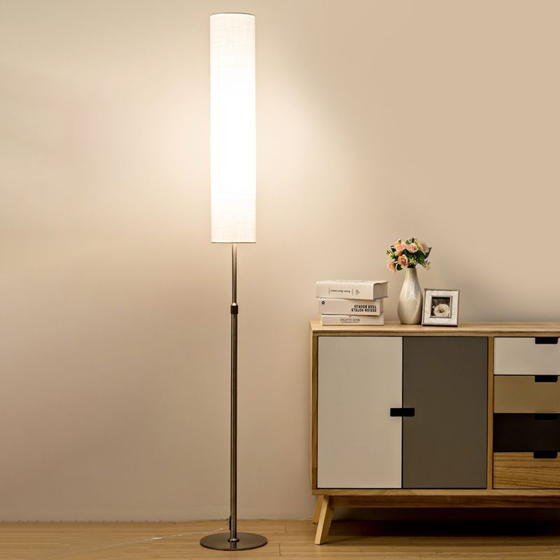 Eryn Minimalist Metal and Fabric Cylindrical White Floor Lamp - Neutralighting
