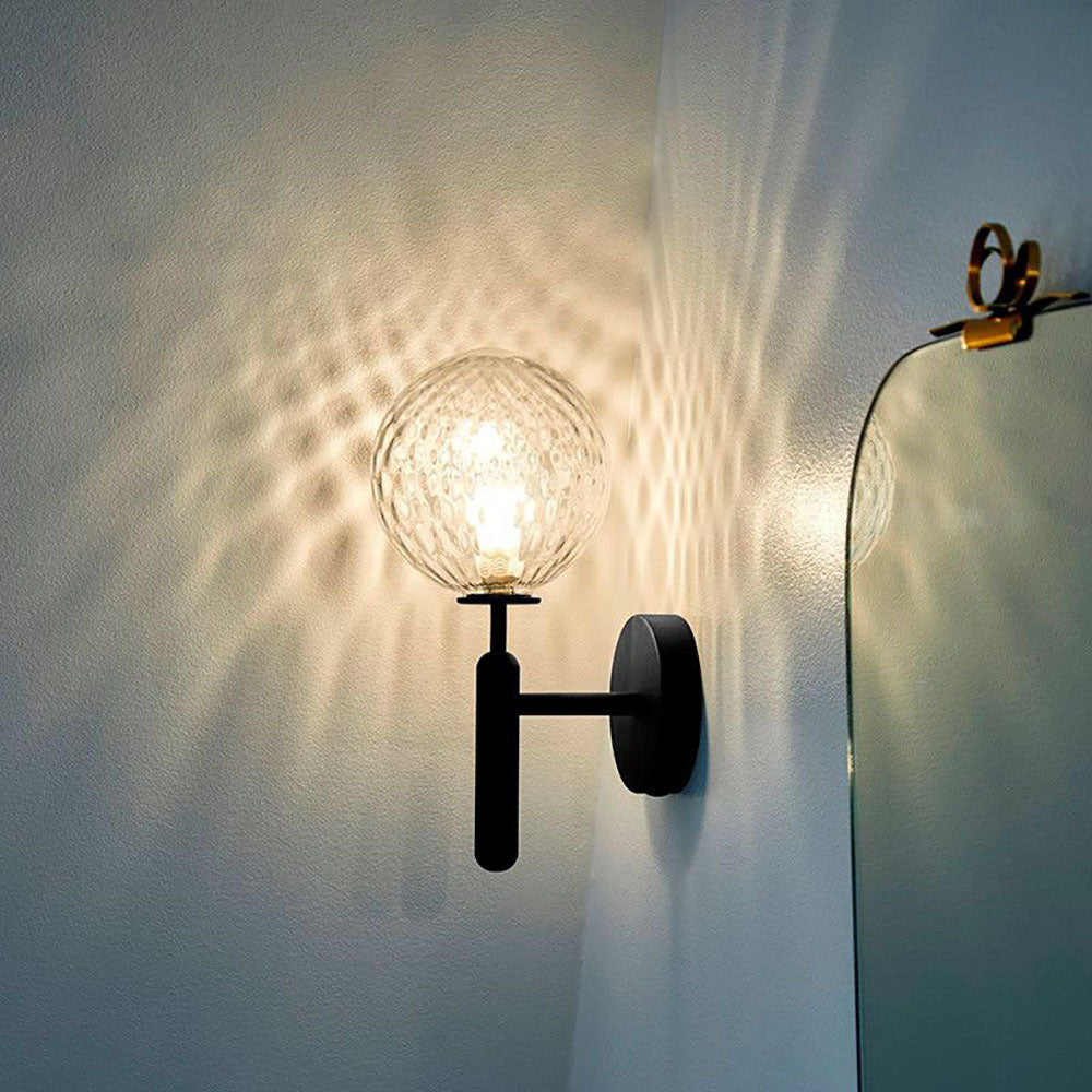 Valentina Wall Lamp Modern Globe, Metal/Glass, Black/Gold, Hallway - Neutralighting