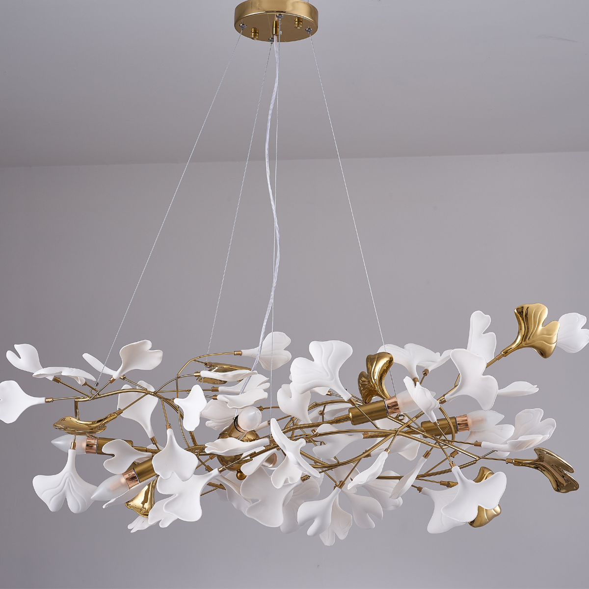 Olivia Luxury Ceramic Chandelier Large Foyer, Gingko leaf, Living Room - Neutralighting