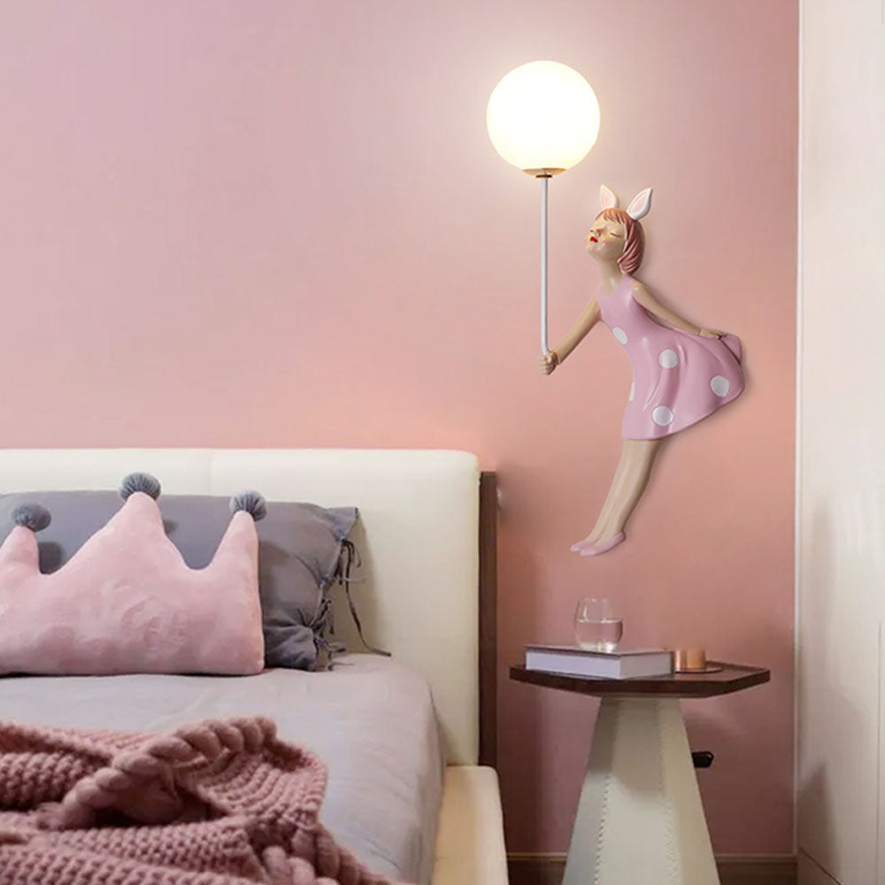 Arisha Modern Balloon/Girl Shape Acrylic Pink Wall Lamp - Neutralighting