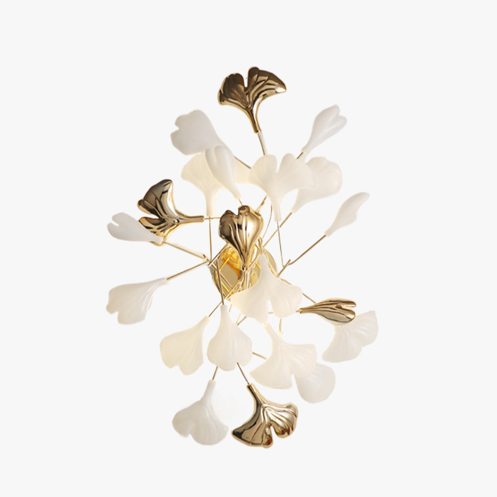 Olivia Decorative Flower in Golden White Ceramic Wall Lamp - Neutralighting