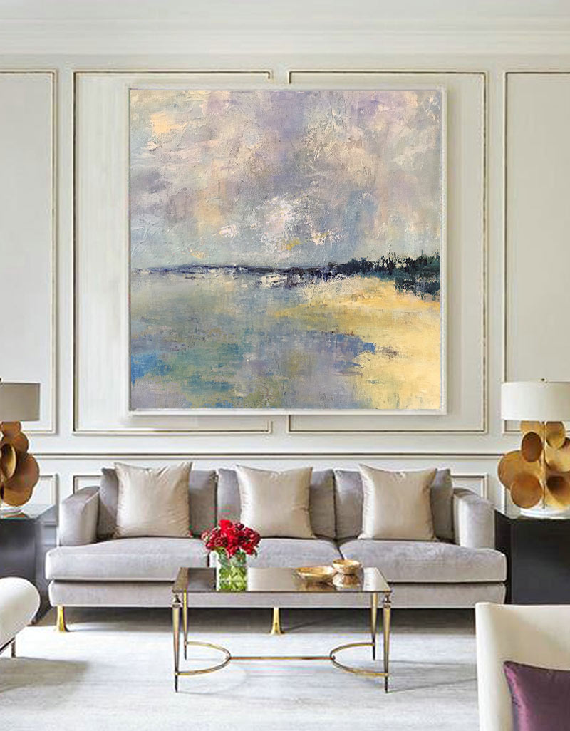 Soft Pastel Impressionist Seascape Muted Multi‑Layer Textured Artwork