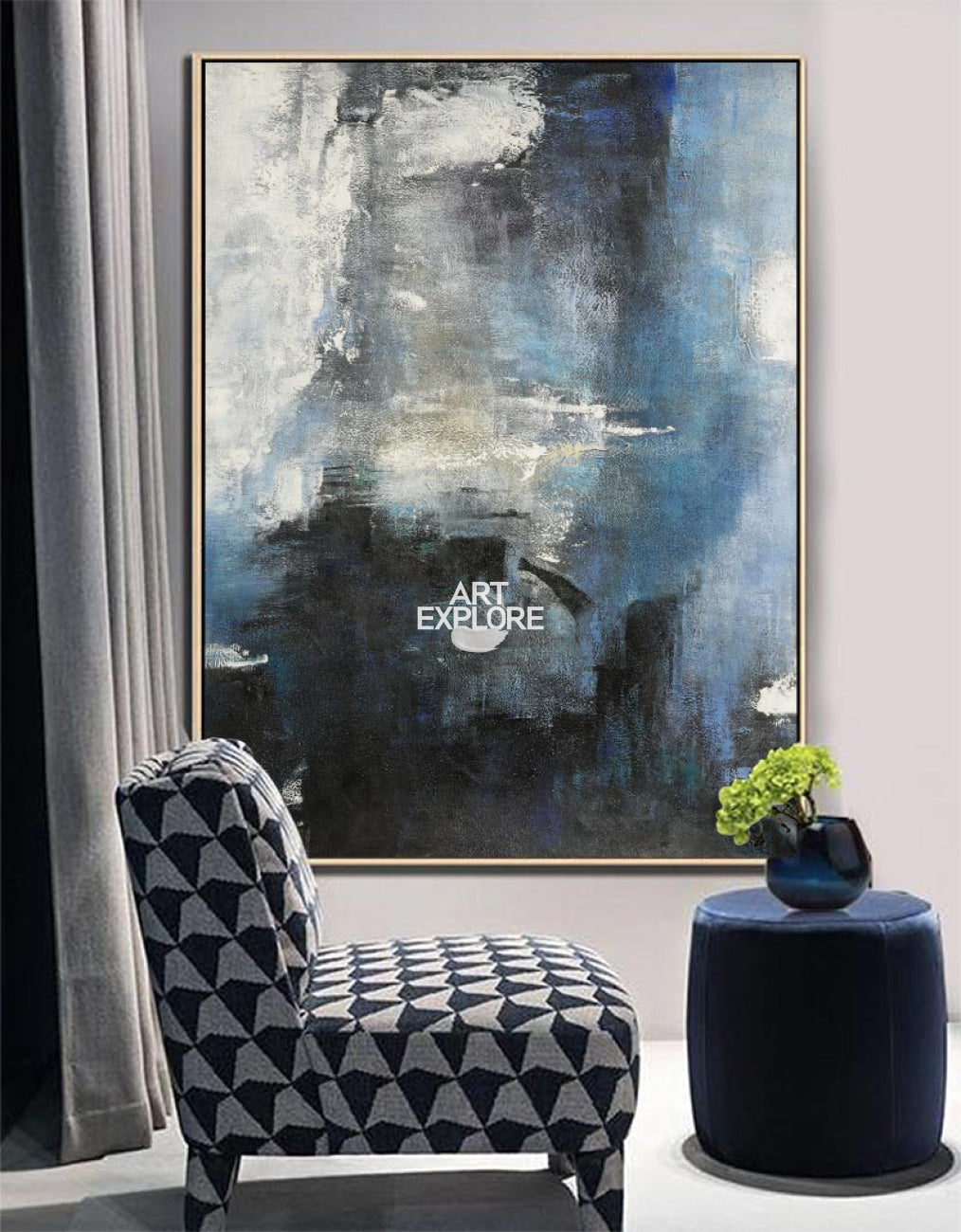 Blue Abstract Landscape Painting