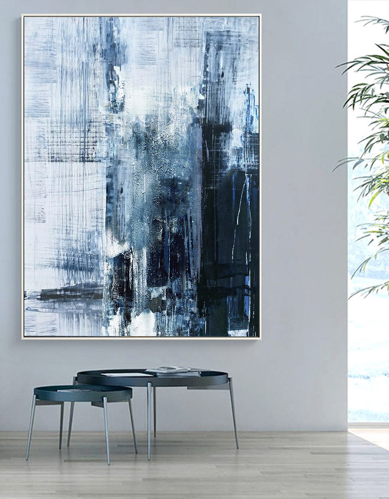 Midnight Blue Abstract Textured Canvas Wall Art