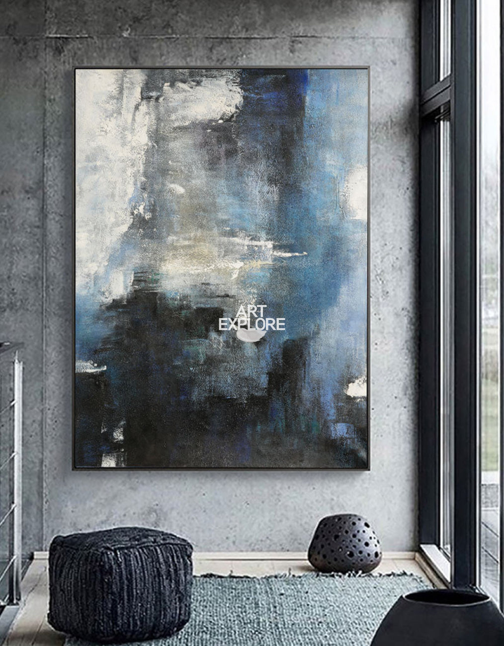 Blue Abstract Landscape Painting