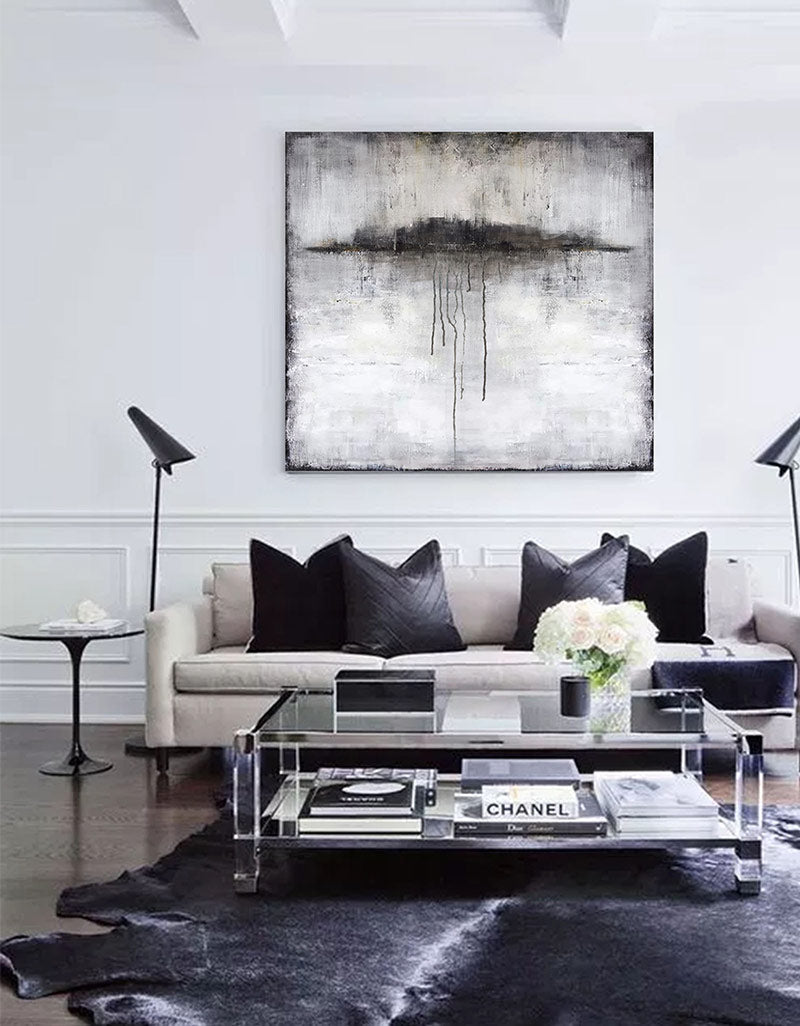 Grey White Abstract Landscape Canvas Wall Art