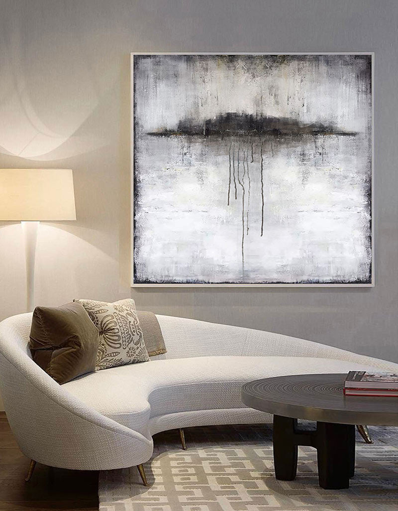 Grey White Abstract Landscape Canvas Wall Art