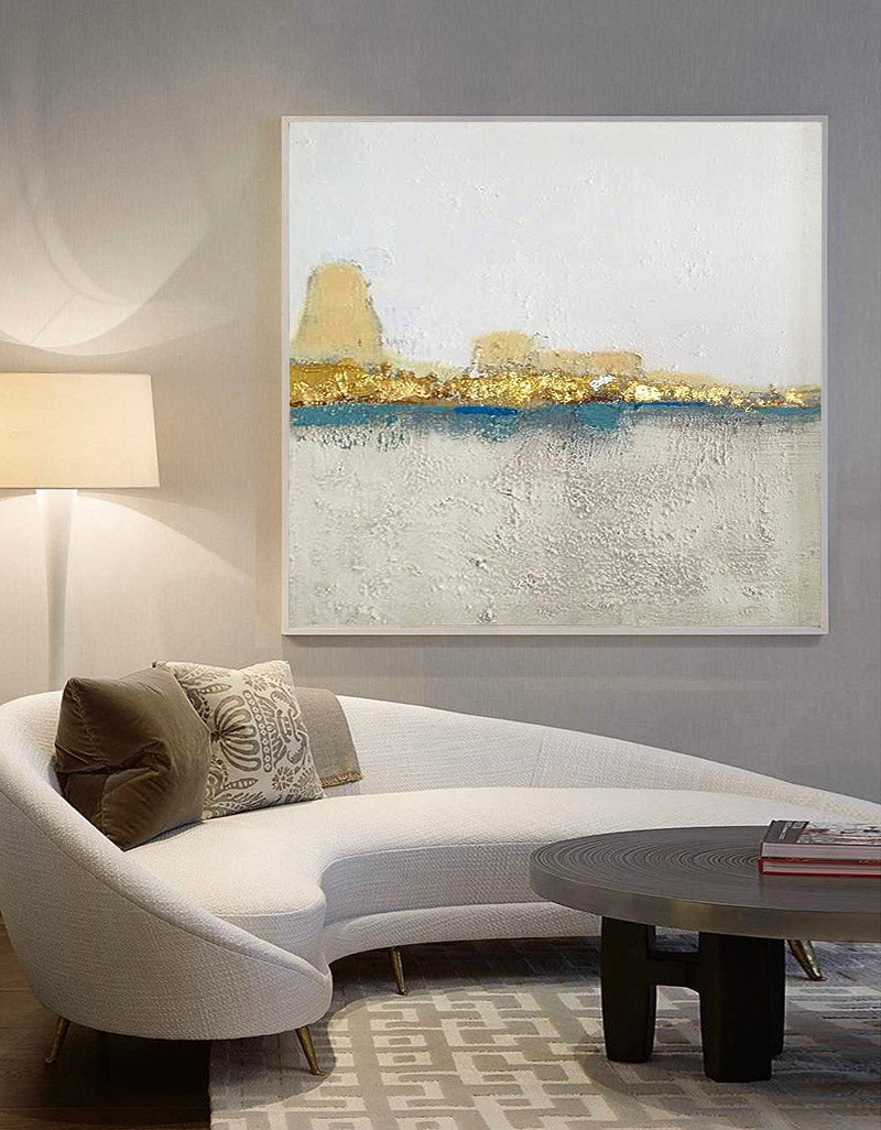 Textured Golden Coastline Framed Canvas Artwork