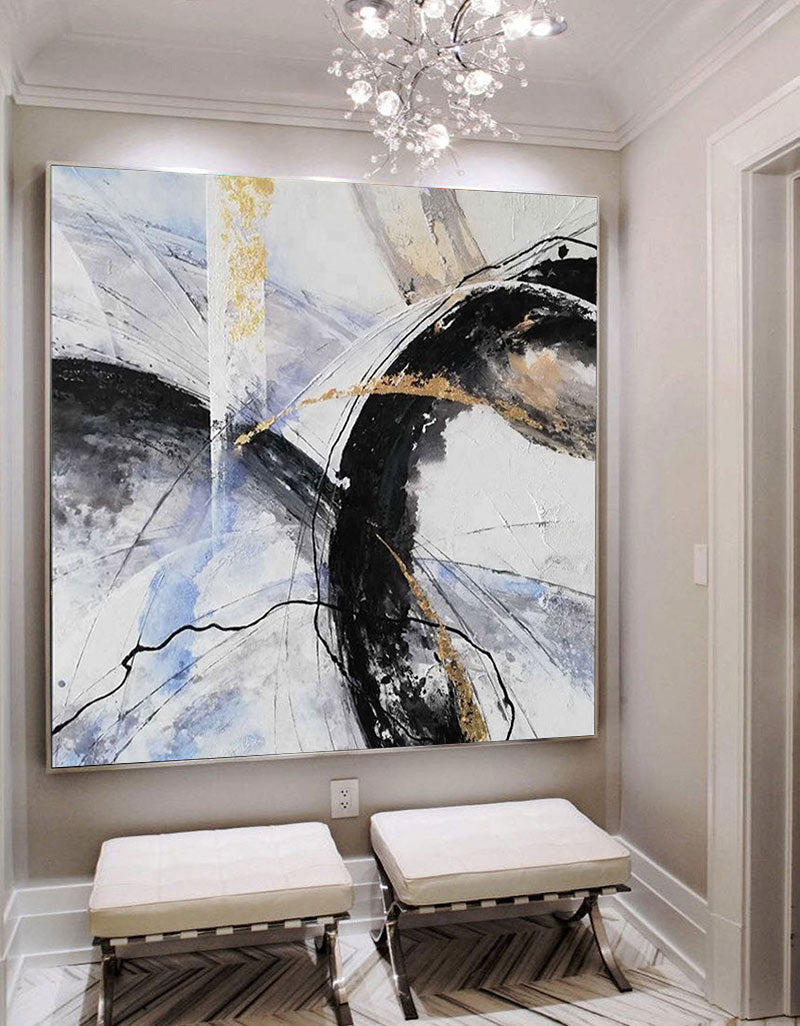 Black White Gold Abstract Art