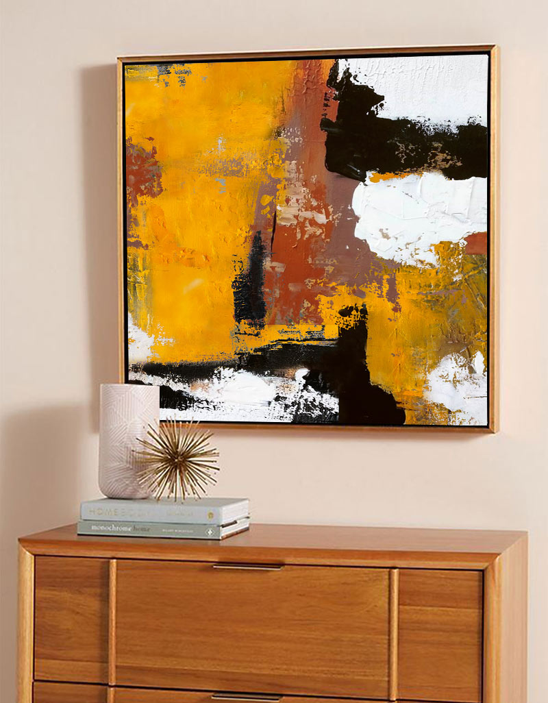 Vibrant Warm‑Tone Abstract  Bold Brushstroke Heavy Impasto Textured Artwork